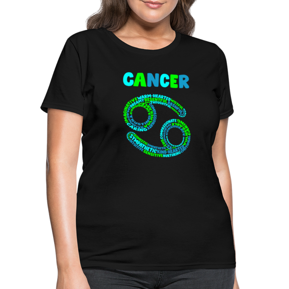 Women's Power Words Cancer T-Shirt - black