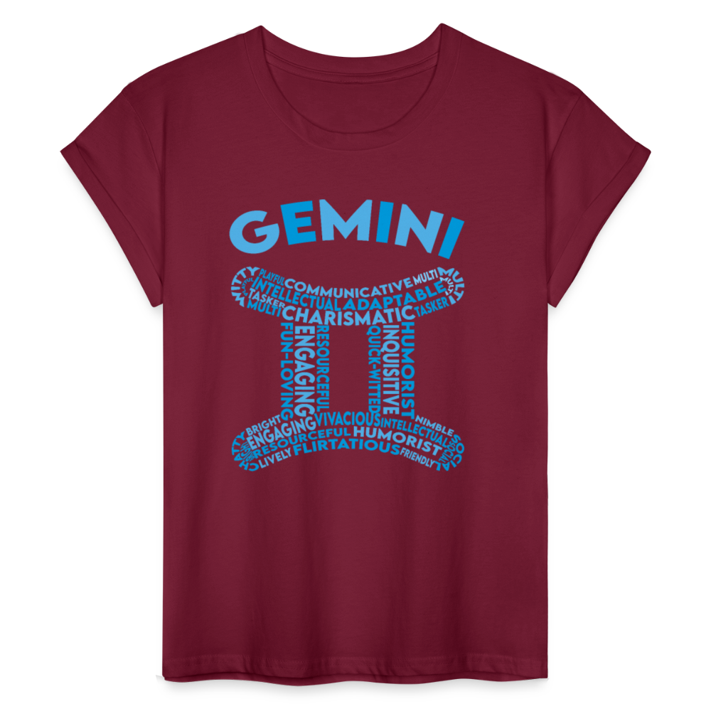 Women's Power Words Gemini Relaxed Fit T-Shirt - burgundy