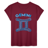 Thumbnail for Women's Power Words Gemini Relaxed Fit T-Shirt - burgundy