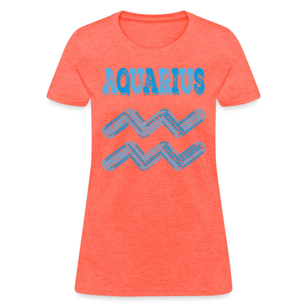 Women's Power Words Aquarius T-Shirt - heather coral