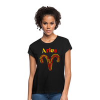 Thumbnail for Women's Power Words Aries Relaxed Fit T-Shirt - black