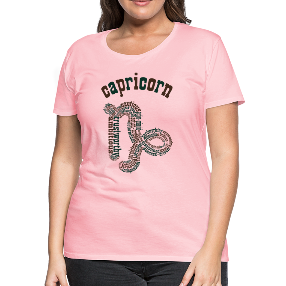 Women's Power Words Capricorn Premium T-Shirt - pink