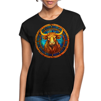 Thumbnail for Women's Mosaic Taurus Relaxed Fit T-Shirt - black