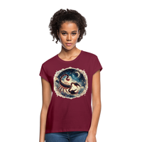 Thumbnail for Women's Neon Scorpio Relaxed Fit T-Shirt - burgundy