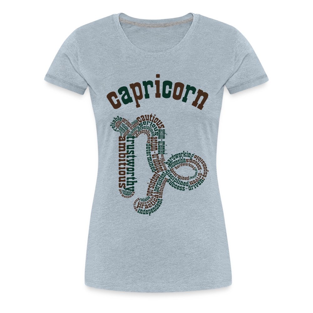 Women's Power Words Capricorn Premium T-Shirt - heather ice blue