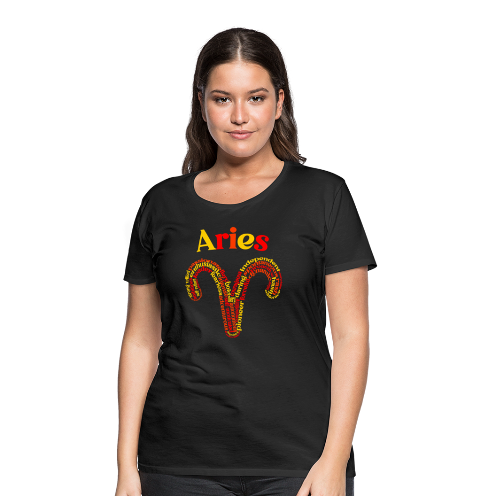 Women's Power Words Aries Premium T-Shirt - black