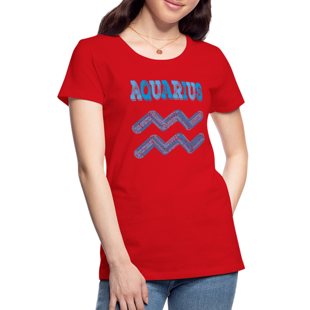 Women's Power Words Aquarius Premium T-Shirt - red