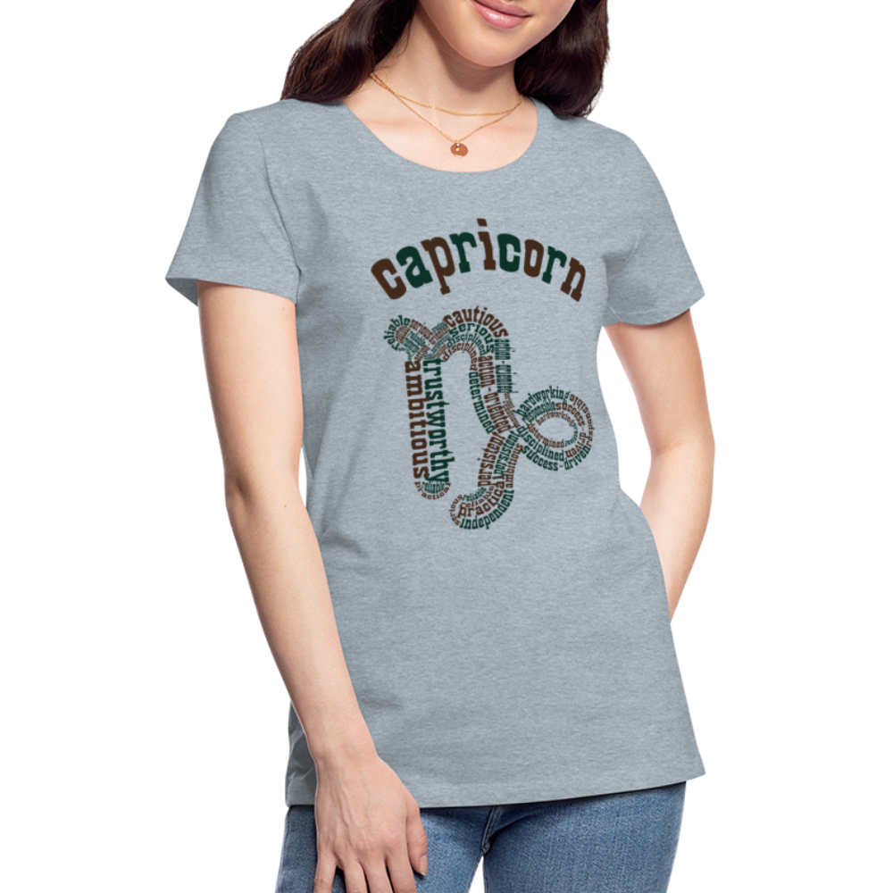 Women's Power Words Capricorn Premium T-Shirt - heather ice blue