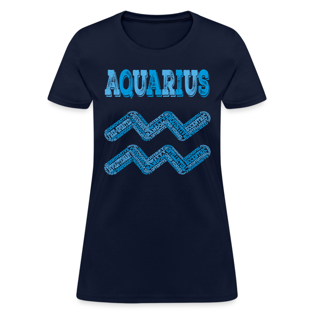 Women's Power Words Aquarius T-Shirt - navy