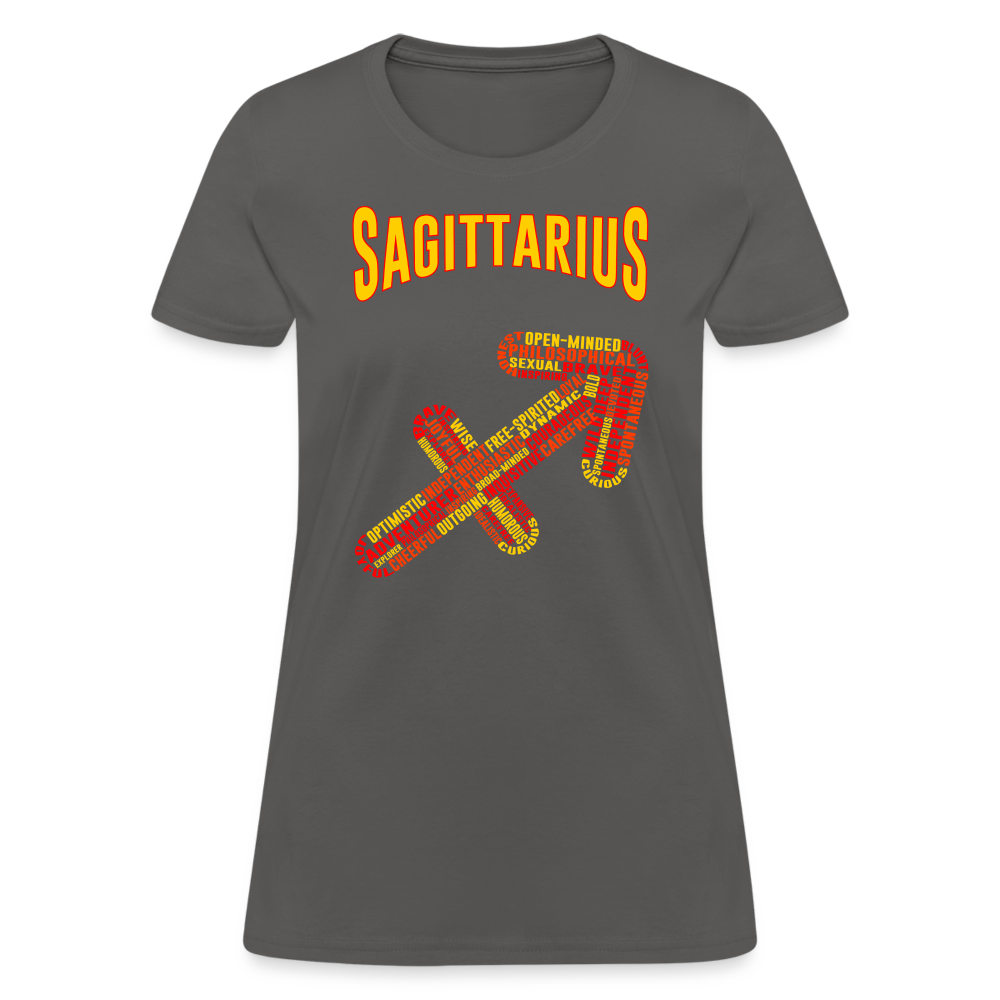 Women's Power Words Sagittarius T-Shirt - charcoal