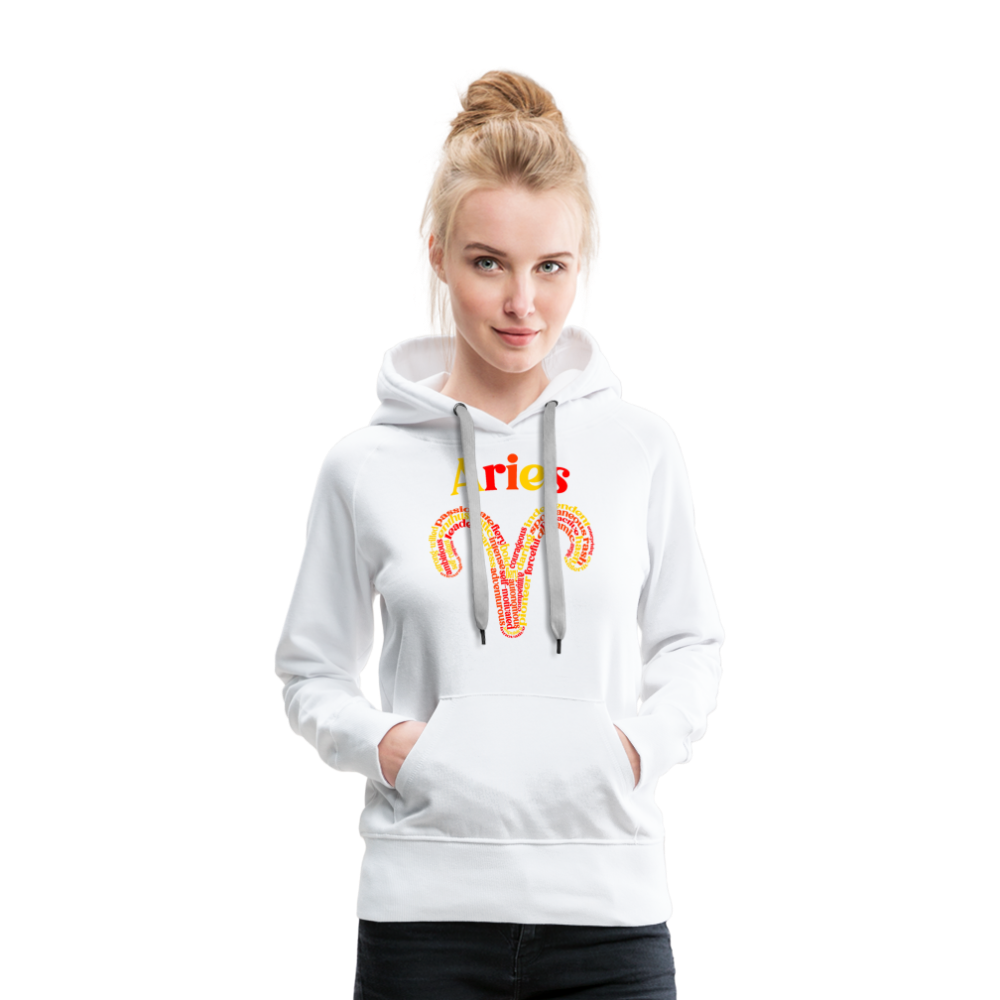 Women's Power Words Aries Premium Hoodie - white