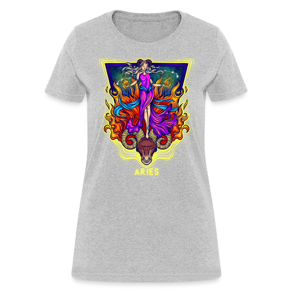 Women's Cosmic Aries Design T-Shirt - heather gray