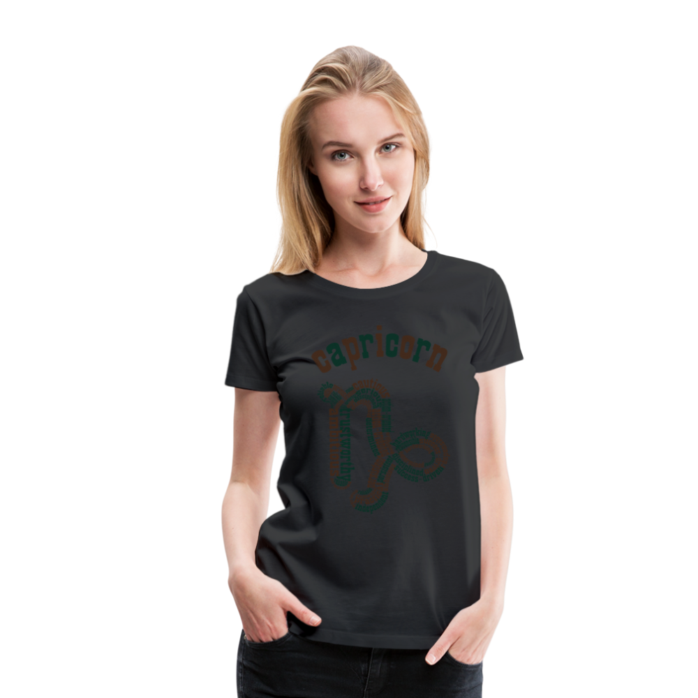 Women's Power Words Capricorn Premium T-Shirt - black