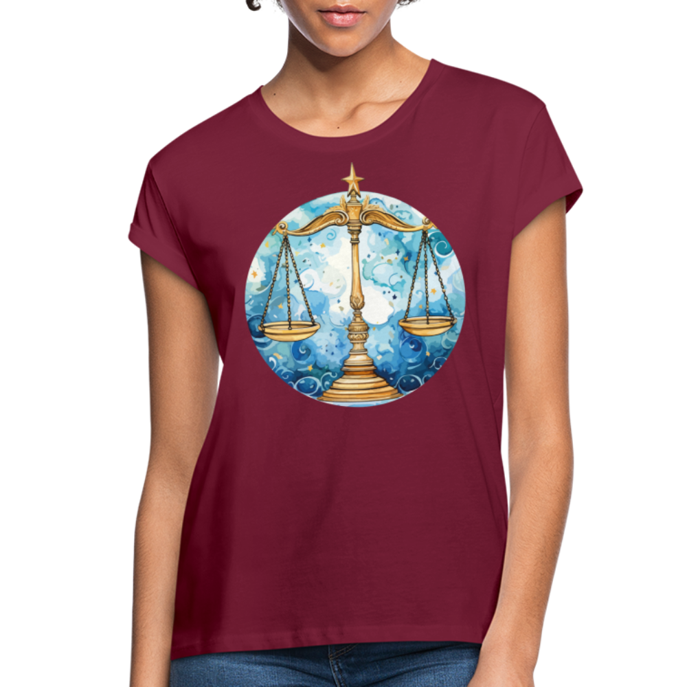 Women's Mythical Libra Relaxed Fit T-Shirt - burgundy