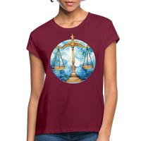 Thumbnail for Women's Mythical Libra Relaxed Fit T-Shirt - burgundy