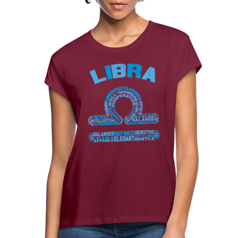 Women's Power Words Libra Relaxed Fit T-Shirt - burgundy