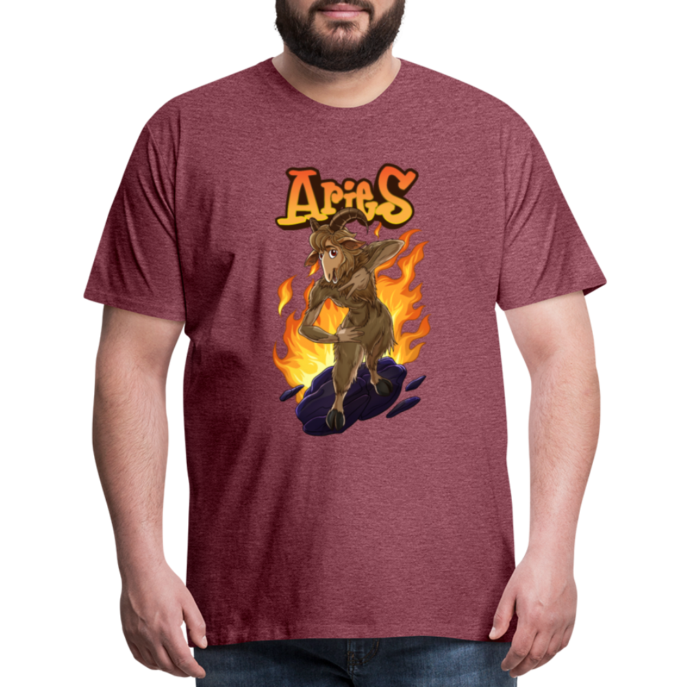 Men's Fiery Aries Premium T-Shirt - heather burgundy