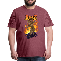 Thumbnail for Men's Fiery Aries Premium T-Shirt - heather burgundy