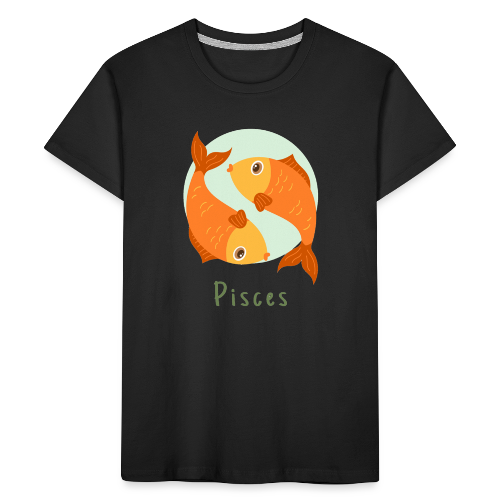 Kid’s Astro Toon Pisces Premium Organic T-Shirt - black