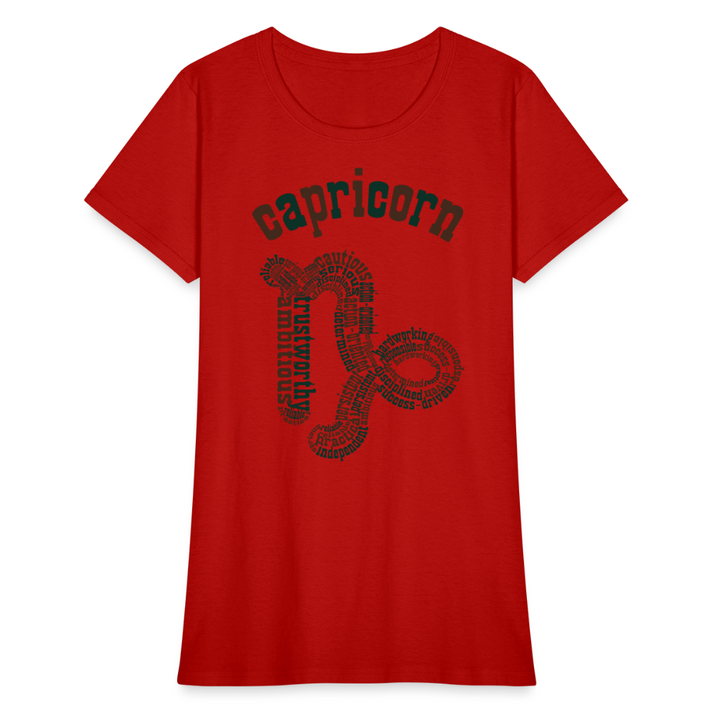 Women's Power Words Capricorn T-Shirt - red