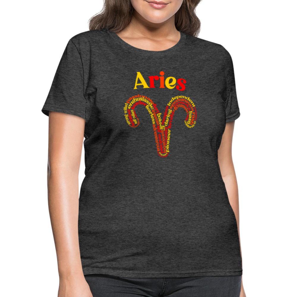 Women's Power Words Aries T-Shirt - heather black