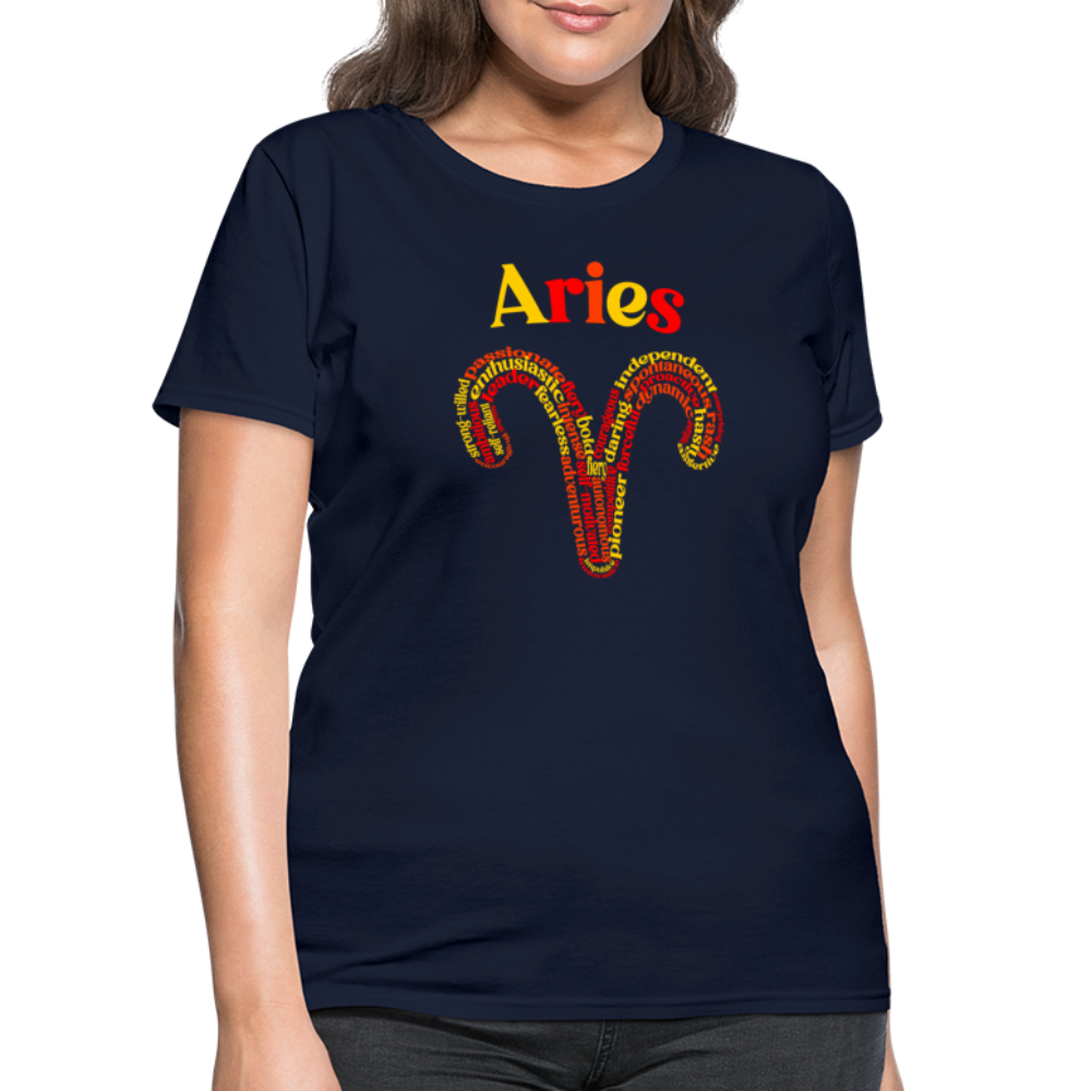 Women's Power Words Aries T-Shirt - navy