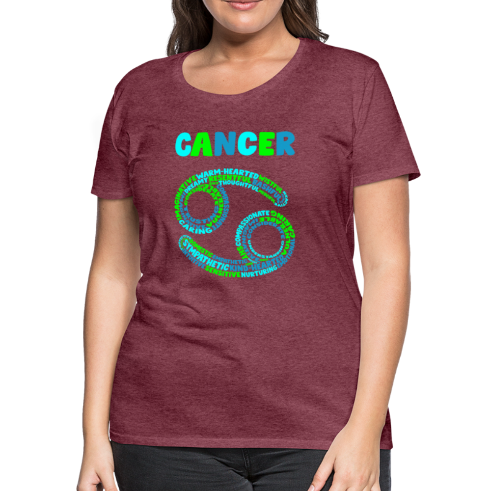 Women's Power Words Cancer Premium T-Shirt - heather burgundy