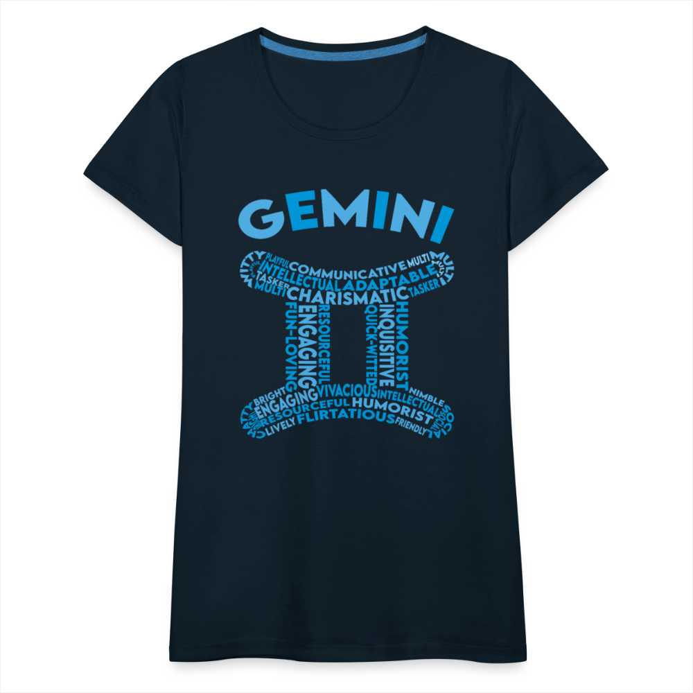 Women's Power Words Gemini Premium T-Shirt - deep navy