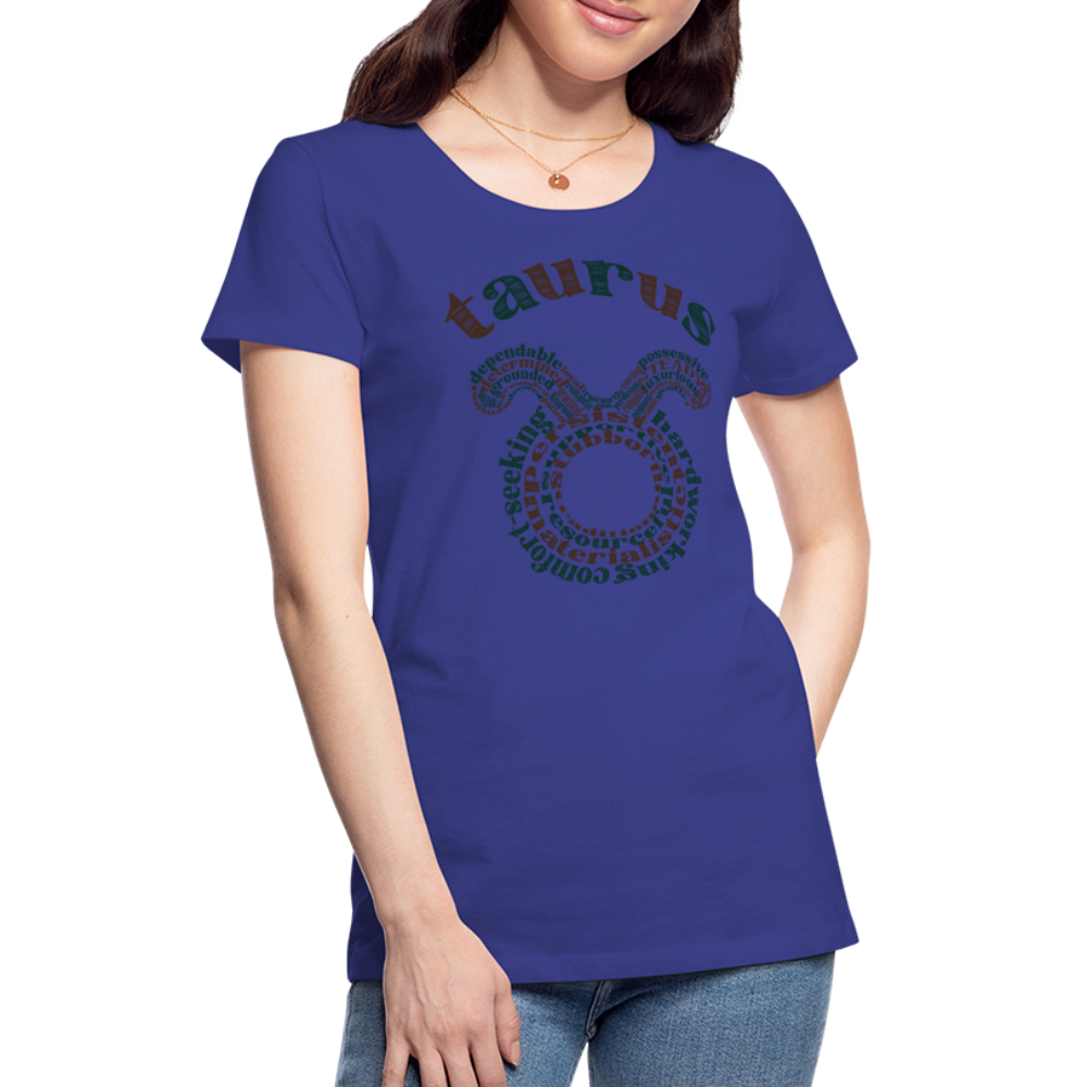 Women's Power Words Taurus Premium T-Shirt - royal blue