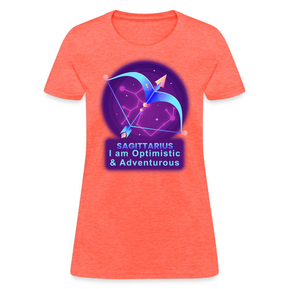 Women's Neon Sagittarius T-Shirt - heather coral