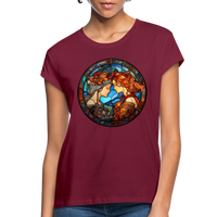 Thumbnail for Women's Mosaic Gemini Relaxed Fit T-Shirt - burgundy