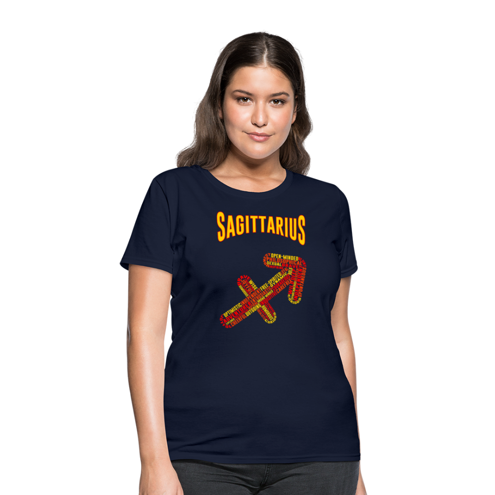 Women's Power Words Sagittarius T-Shirt - navy