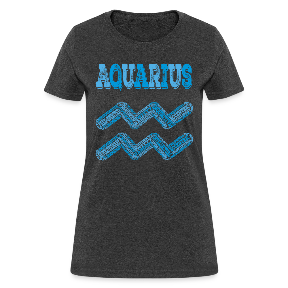 Women's Power Words Aquarius T-Shirt - heather black