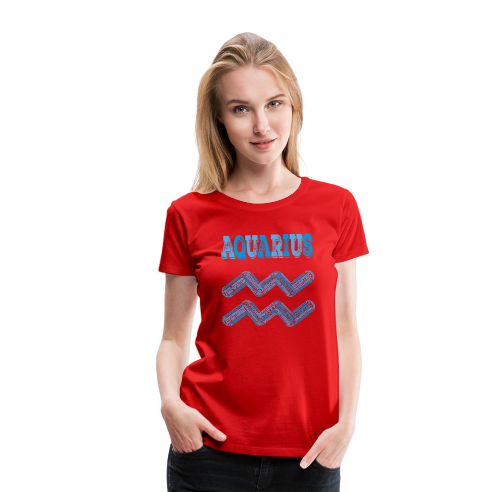 Women's Power Words Aquarius Premium T-Shirt - red