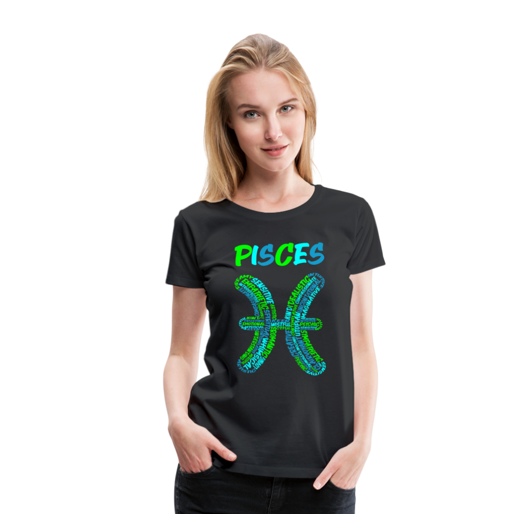 Women's Power Words Pisces Premium T-Shirt - black