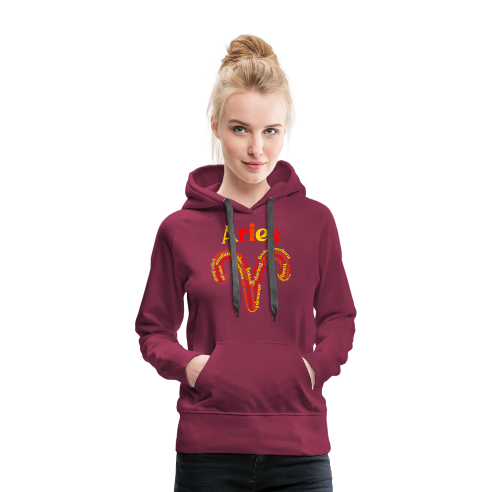 Women's Power Words Aries Premium Hoodie - burgundy