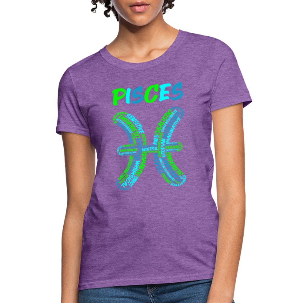 Women's Power Words Pisces T-Shirt - purple heather