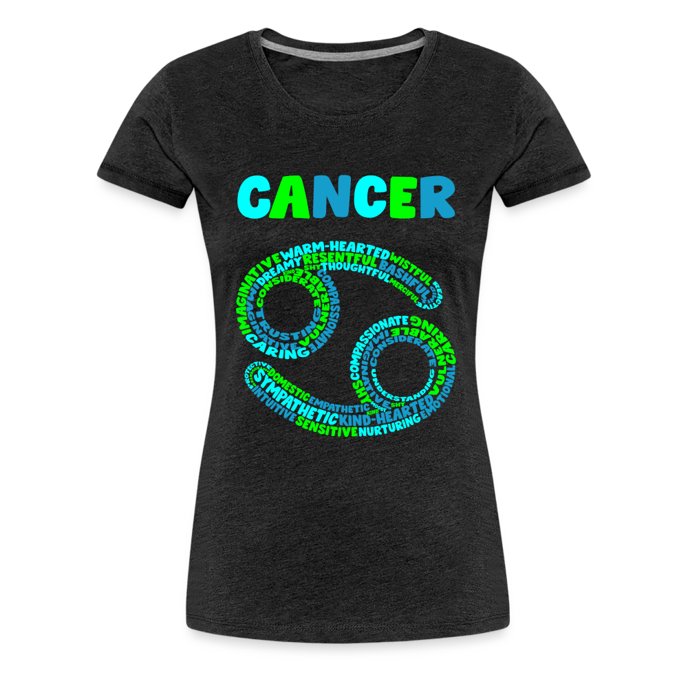 Women's Power Words Cancer Premium T-Shirt - charcoal grey