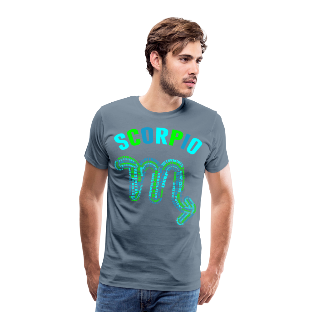 Men's Power Words Scorpio Premium T-Shirt - steel blue