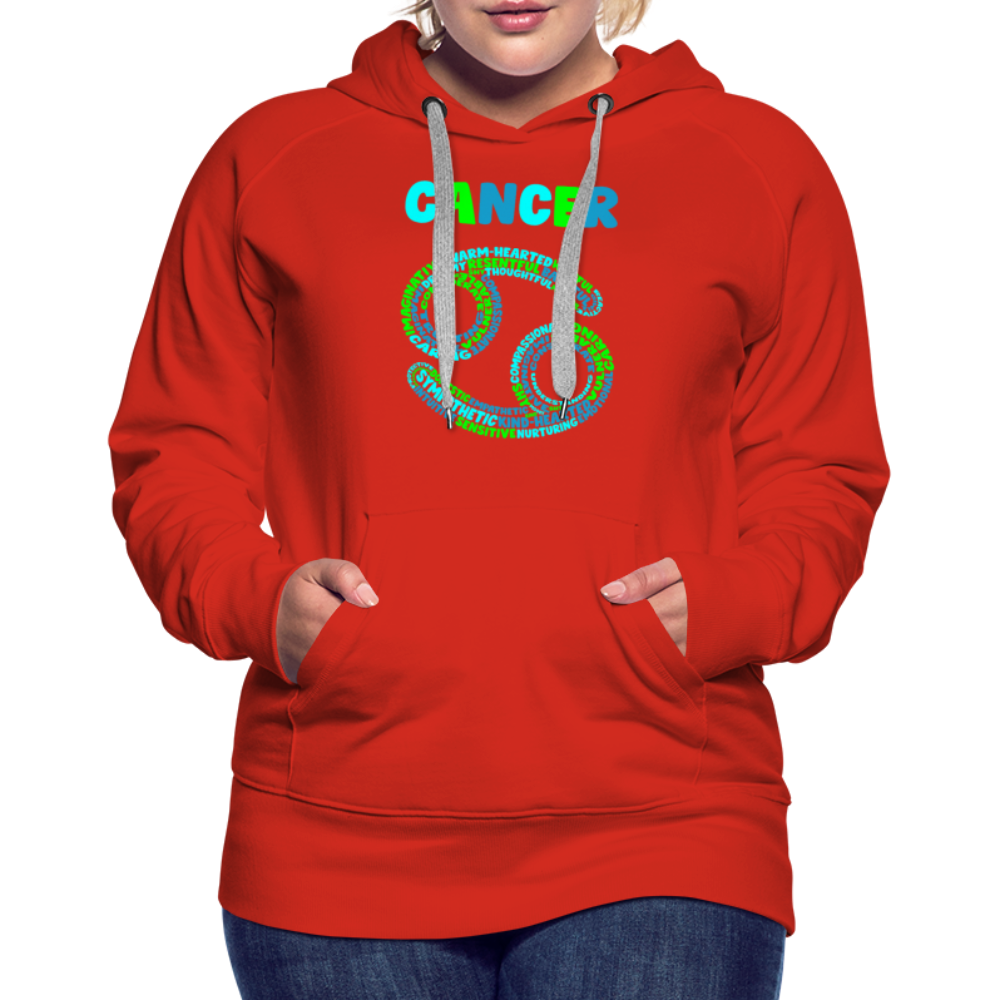 Women's Power Words Cancer Premium Hoodie - red