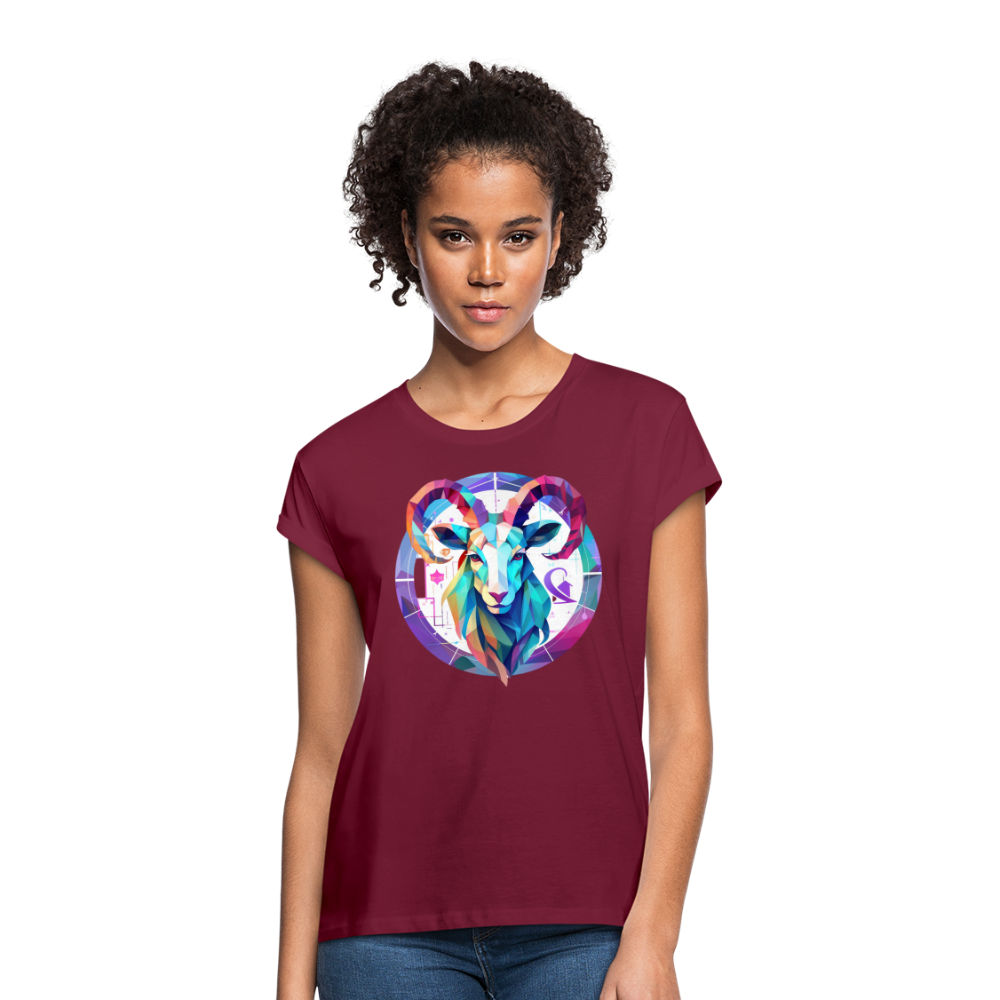 Women's Mythical Aries Relaxed Fit T-Shirt - burgundy