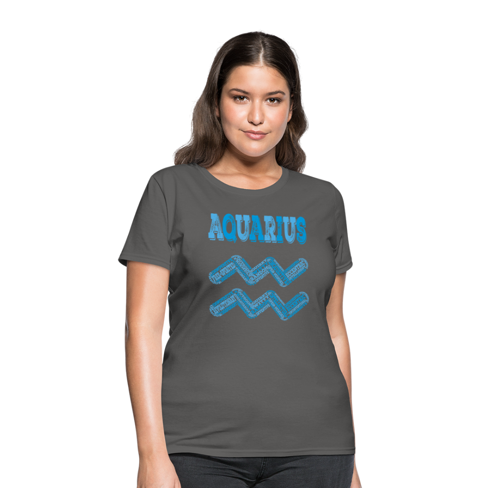 Women's Power Words Aquarius T-Shirt - charcoal