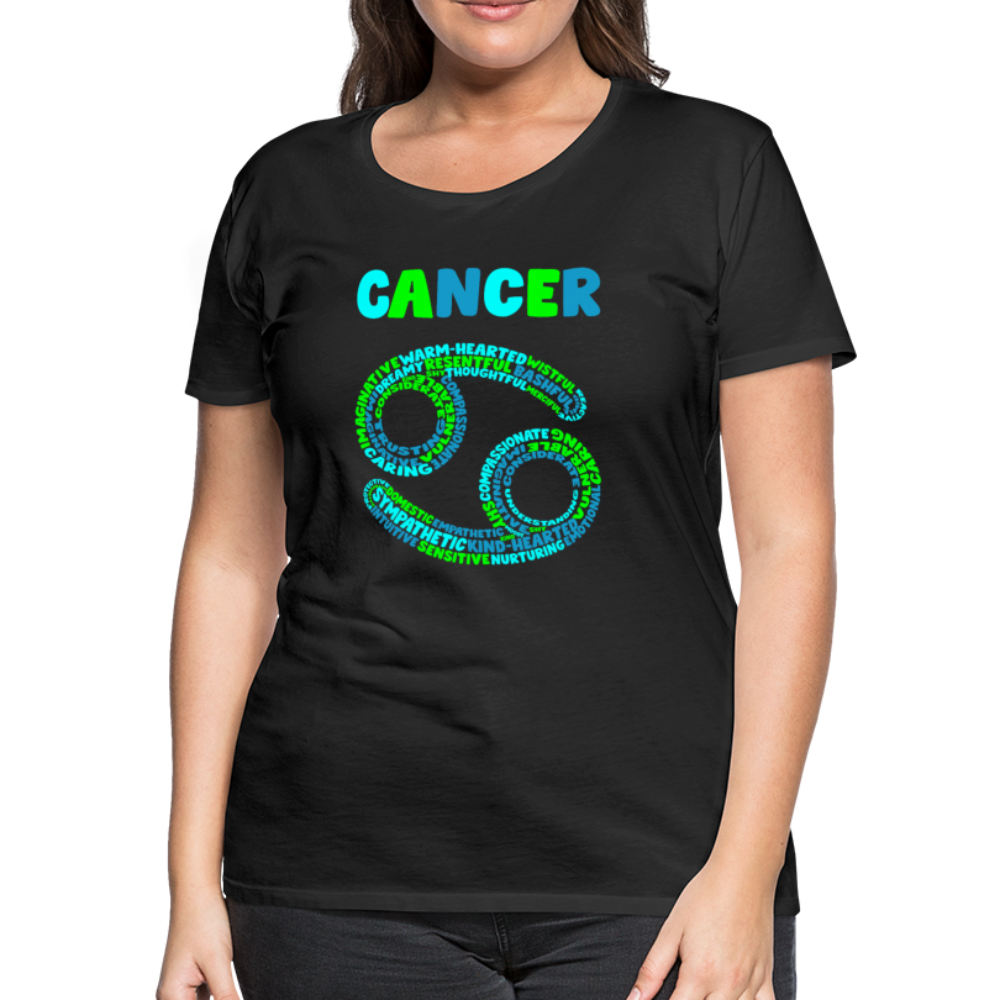 Women's Power Words Cancer Premium T-Shirt - black