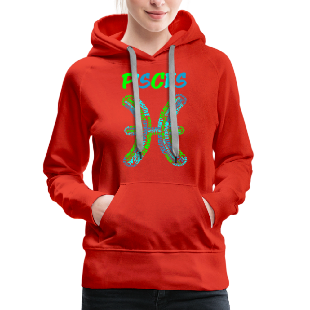 Women's Power Words Pisces Premium Hoodie - red