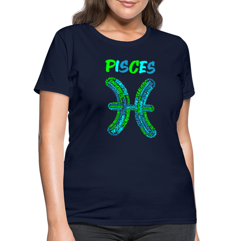 Women's Power Words Pisces T-Shirt - navy