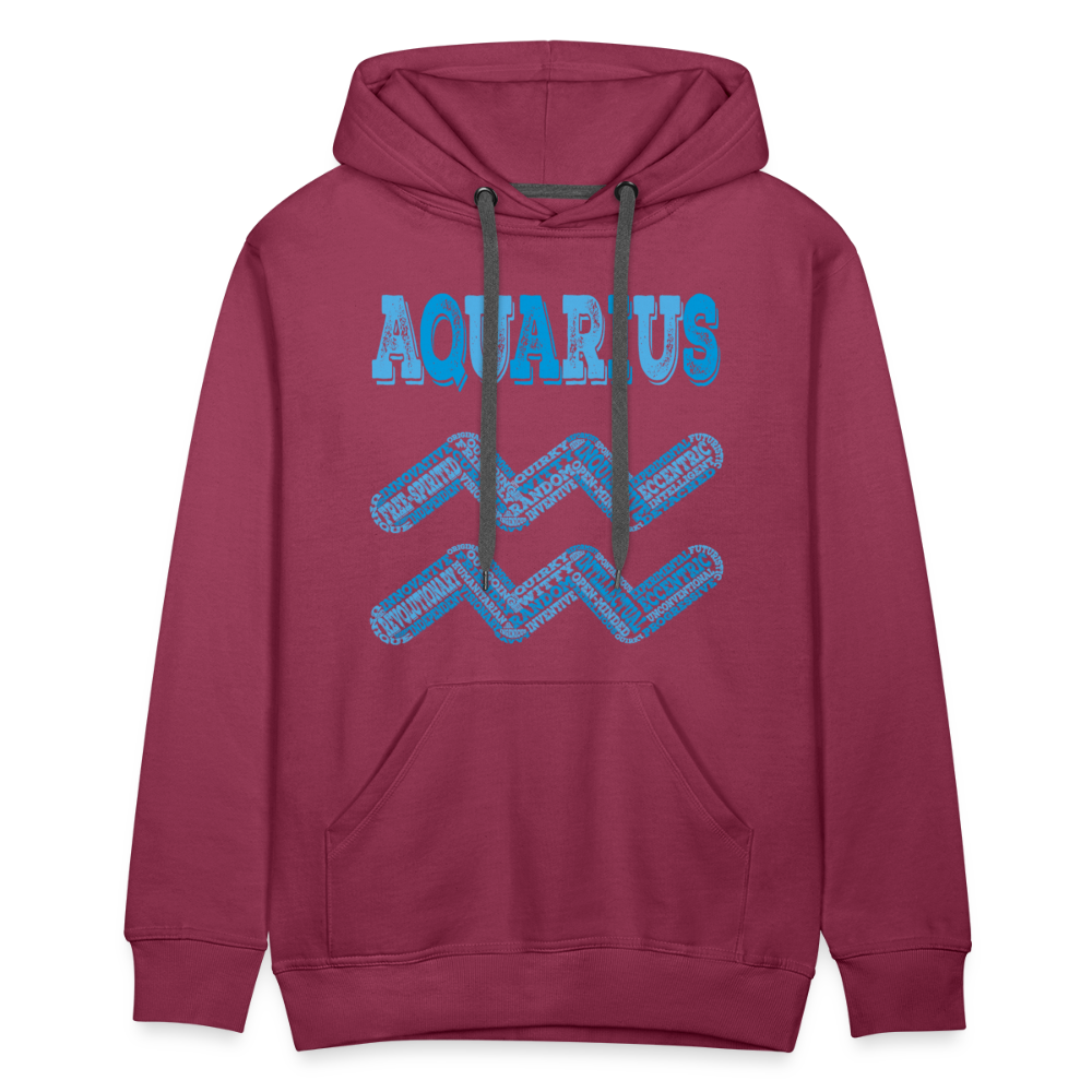 Men's Power Words Aquarius Premium Hoodie - burgundy