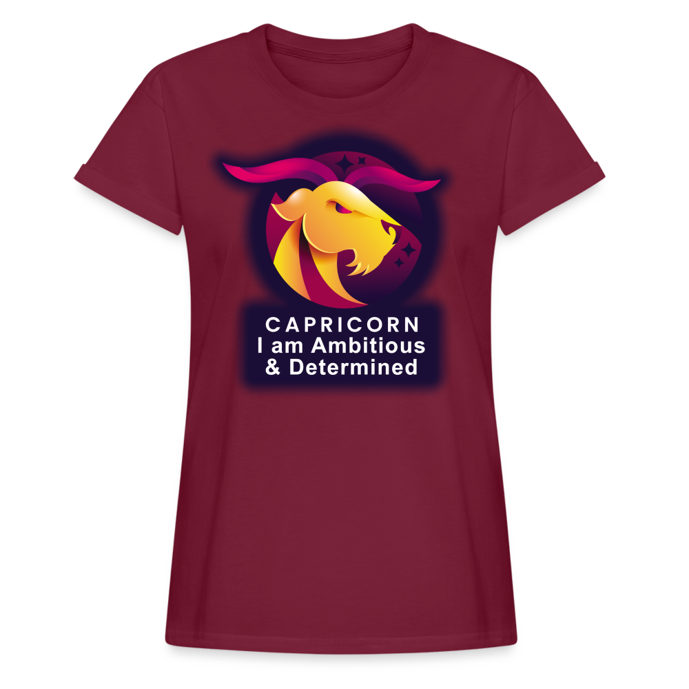 Women's Glow Capricorn Relaxed Fit T-Shirt - burgundy