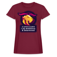 Thumbnail for Women's Glow Capricorn Relaxed Fit T-Shirt - burgundy