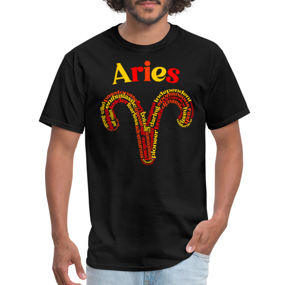 Men's Power Words Aries Classic T-Shirt - black