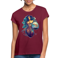 Thumbnail for Women's Mythical Aquarius Relaxed Fit T-Shirt - burgundy